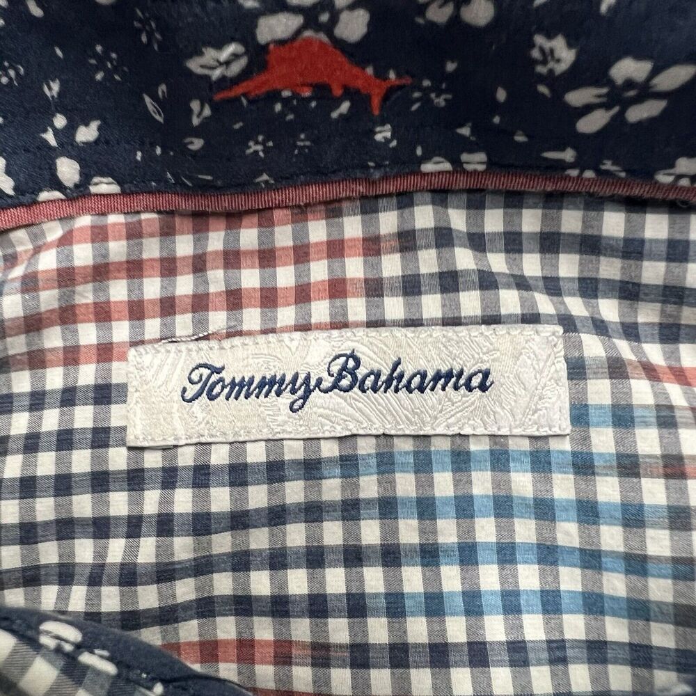 Tommy Bahama Button-Up Long Sleeve Shirt Men's XL Blue & Red Check Pima Cotton - Picture 2 of 8